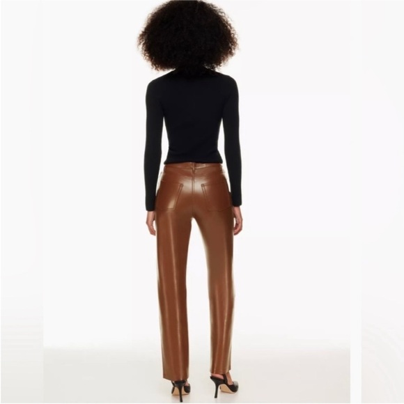 Aritzia vegan leather pants in Cognac NWT - Picture 2 of 8